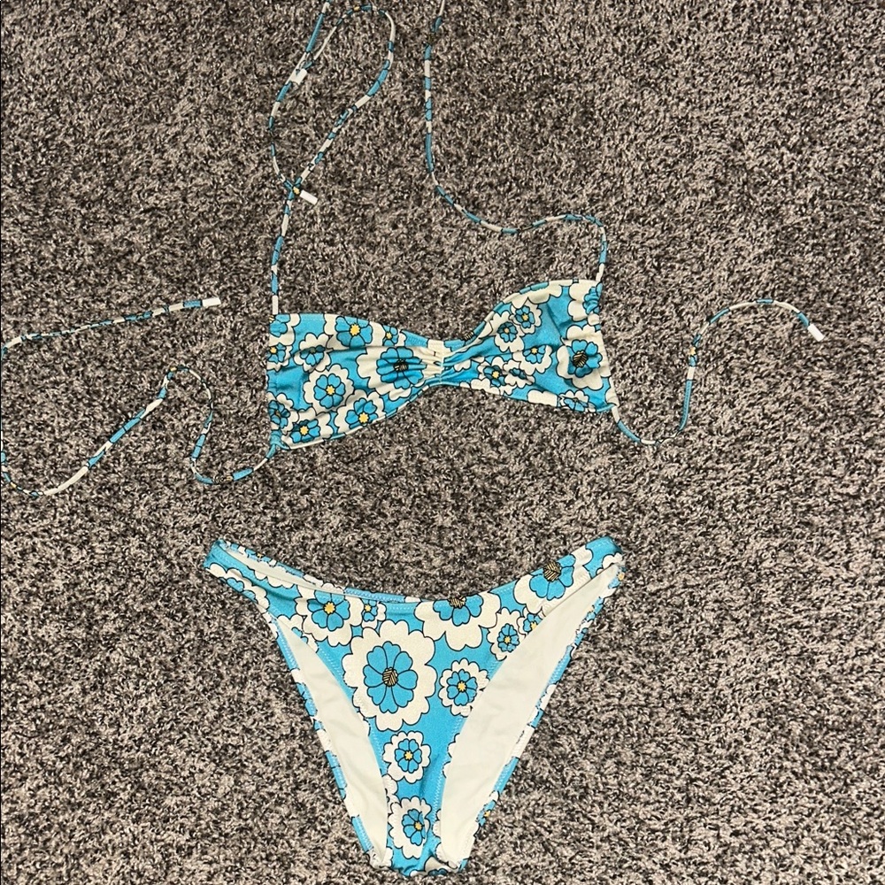 Triangl Swimwear Blue and White Bikini
